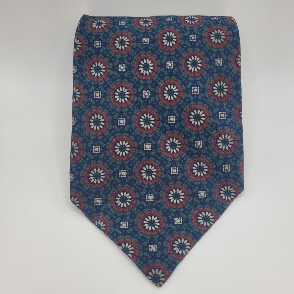 VTG Giorgio Armani Tie Blue Geometric Silk Necktie 90s Designer Abstract Italy‎
